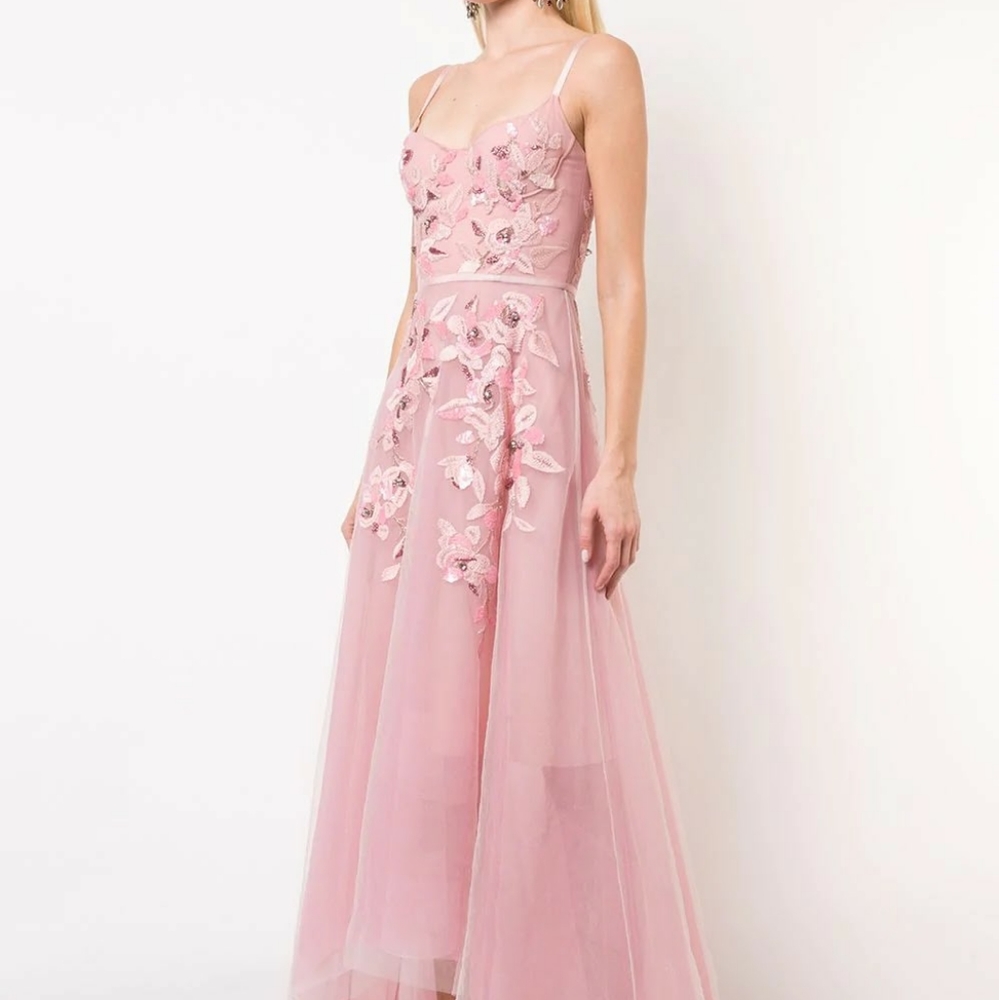 Marchesa Runway Empire Line Embroidery Dress Sz 2